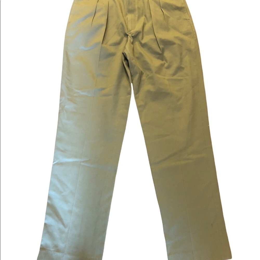 L.L. Bean Khaki Pleated Casual Dad Pants SZ 35X34 Creased Hard To Find Size - Picture 5 of 6